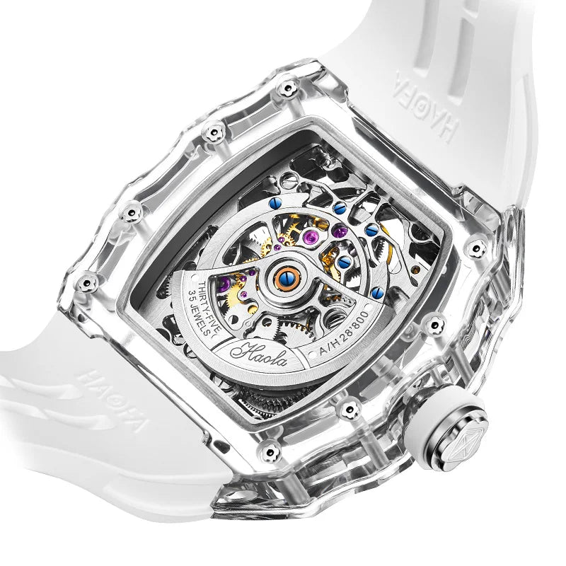 Montre Homme Tourbillon Volant HAOFA 2210 – Boîtier Cristal Transparent Double Ressort Réserve 72h Édition Limitée – CLEVI Paris
