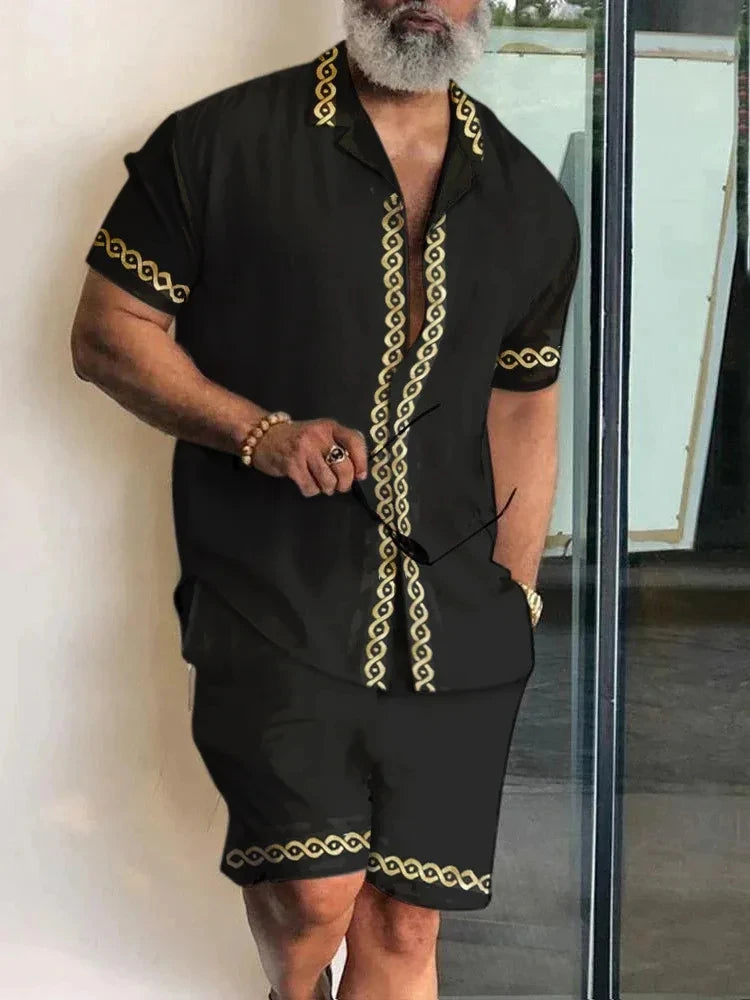 Ensemble 2 Pièces Homme Chemise Hawaïenne Imprimée Manches Courtes + Short Cordon Plage Voyage Été – CLEVI Paris