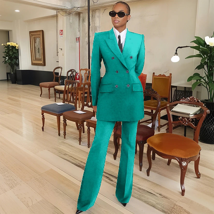 Tailleur femme blazer et pantalon évasé – CLEVI Paris