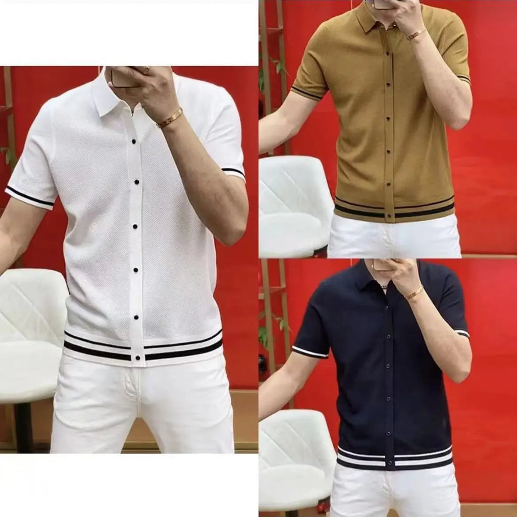 Chemise Homme Col Carré Manches Courtes Slim Fit – CLEVI Paris