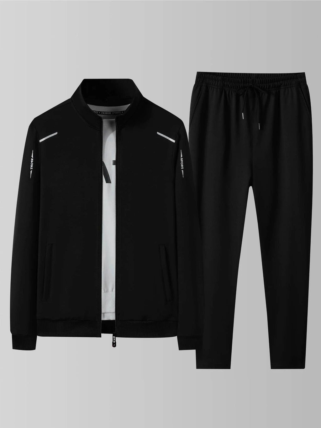 Ensemble Sportswear Homme Printemps Automne – Veste Col Montant Zippée + Pantalon Élastique Imprimé – 3 Coloris, XS à XXL – CLEVI Paris