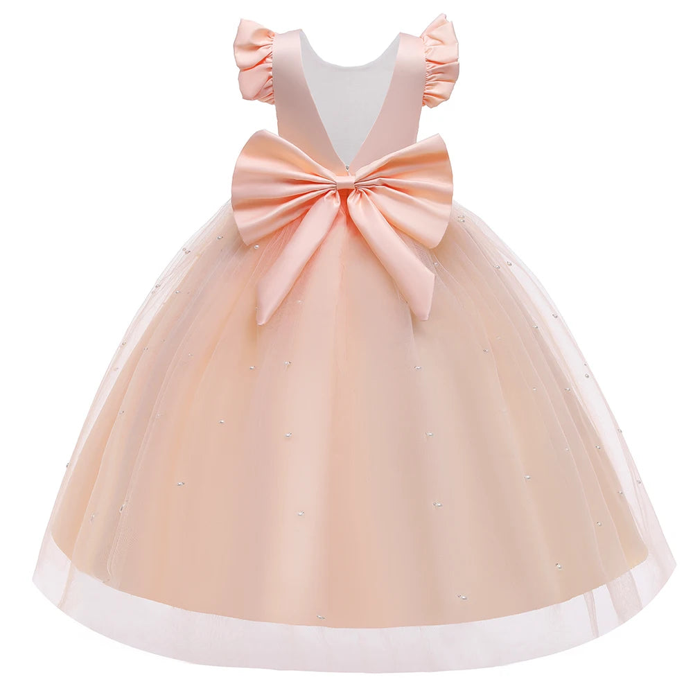 Robe cérémonie fille en tulle avec nœud – CLEVI Paris
