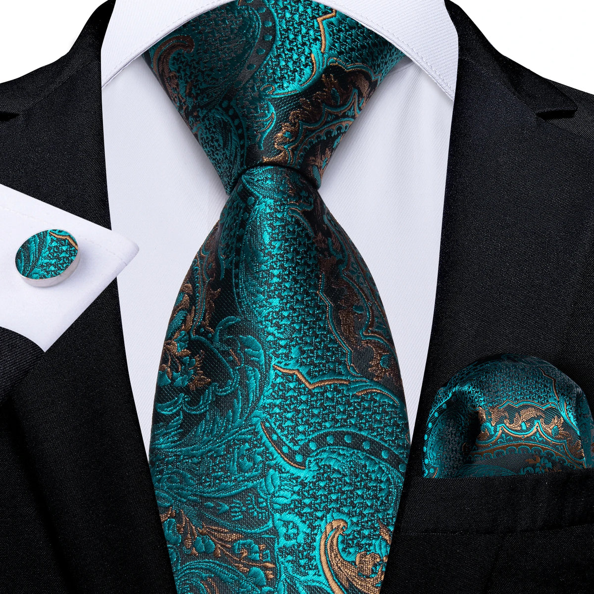 Coffret cravate homme paisley, pochette et boutons – CLEVI Paris