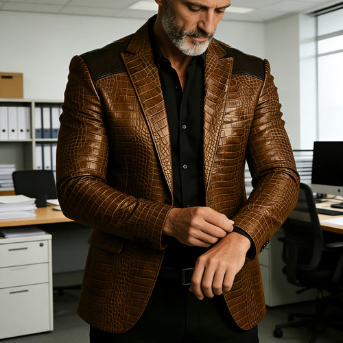 Blazer effet crocodile homme – CLEVI Paris