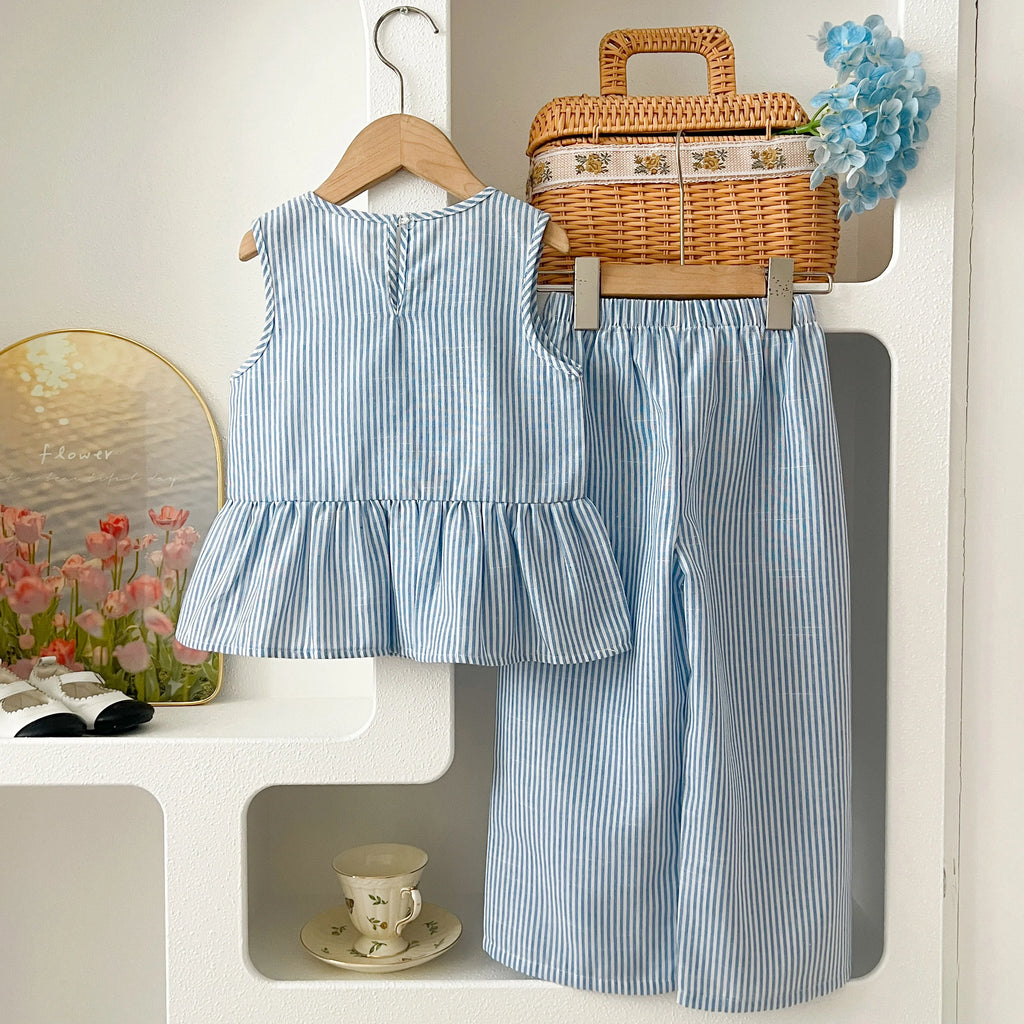 Ensemble fille rayé haut et pantalon – CLEVI Paris