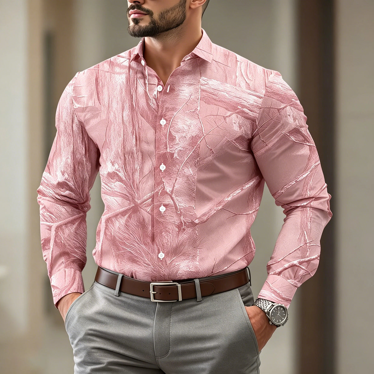 Chemise homme à motif forestier – CLEVI Paris