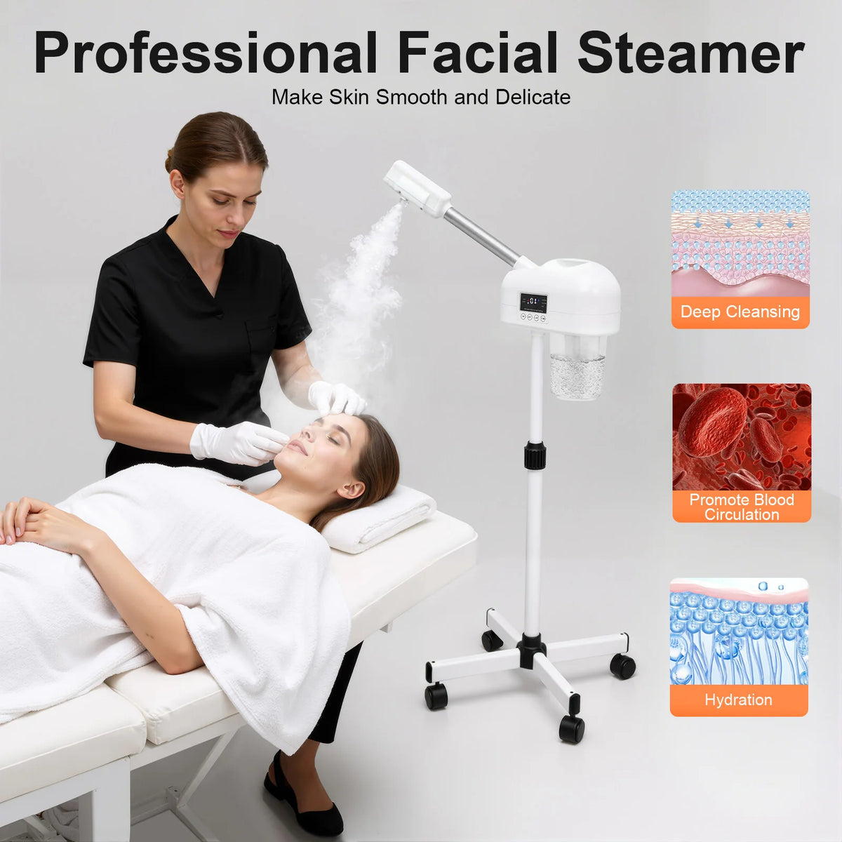 Vaporisateur facial DT-118 sur pied 600 ml – CLEVI Paris