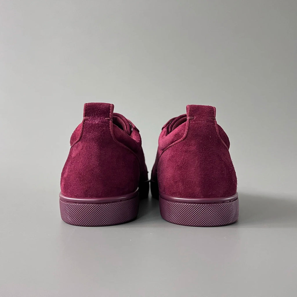 Sneakers Basses Cuir Suède Rouge Bordeaux Rivets Homme – CLEVI Paris