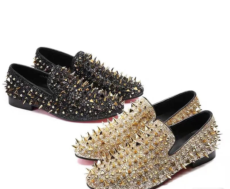 Loafers Homme Clous Spikes Cuir Véritable Slip-On Bout Pointu Luxe Mariage 5 Coloris – CLEVI Paris