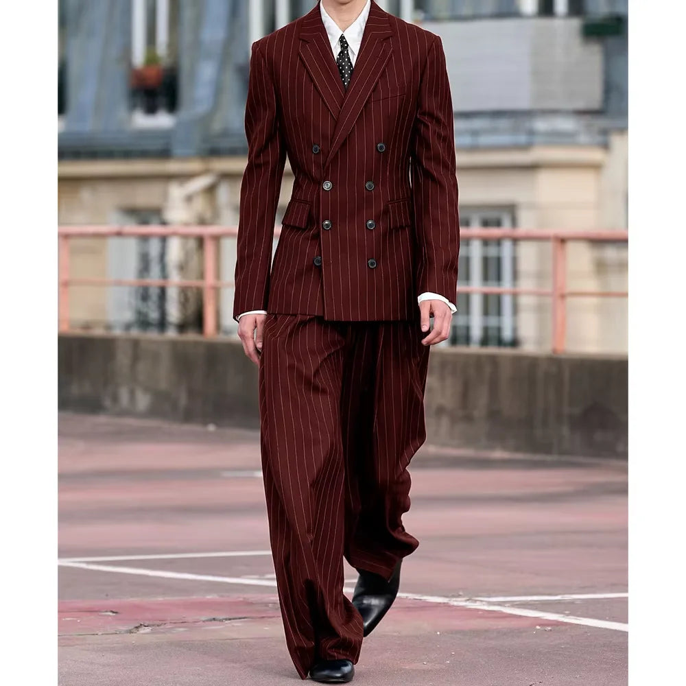 Costume rayé croisé 2 pièces homme – CLEVI Paris