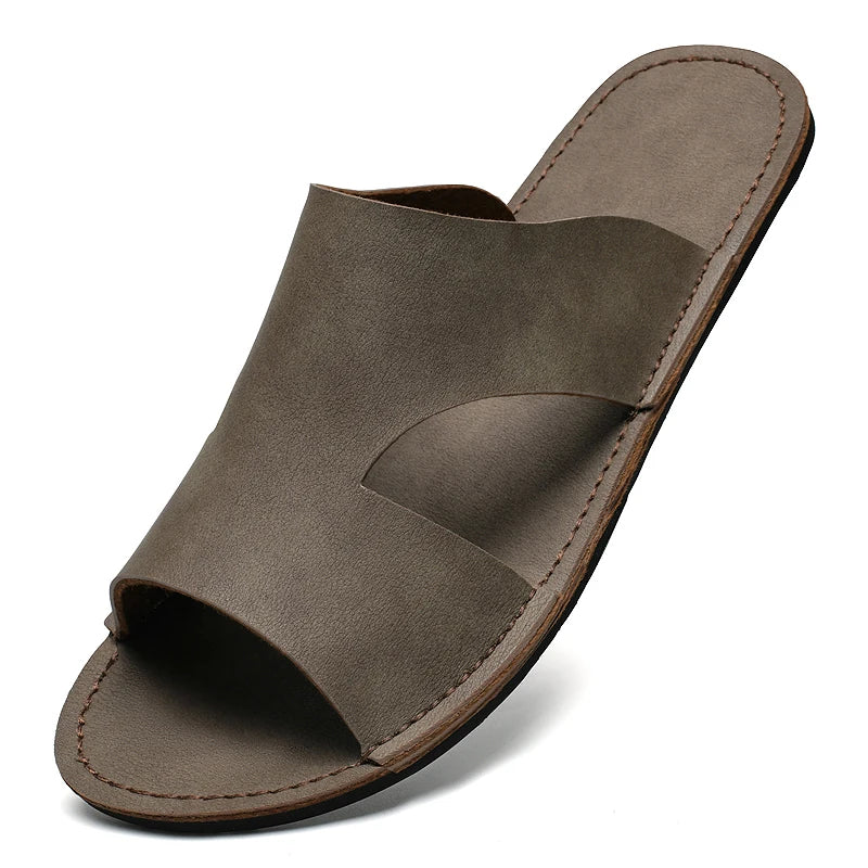 Sandales Homme Été – Cuir PU Semelle EVA Antidérapante, Style Casual Plage | Noir, Kaki ou Marron