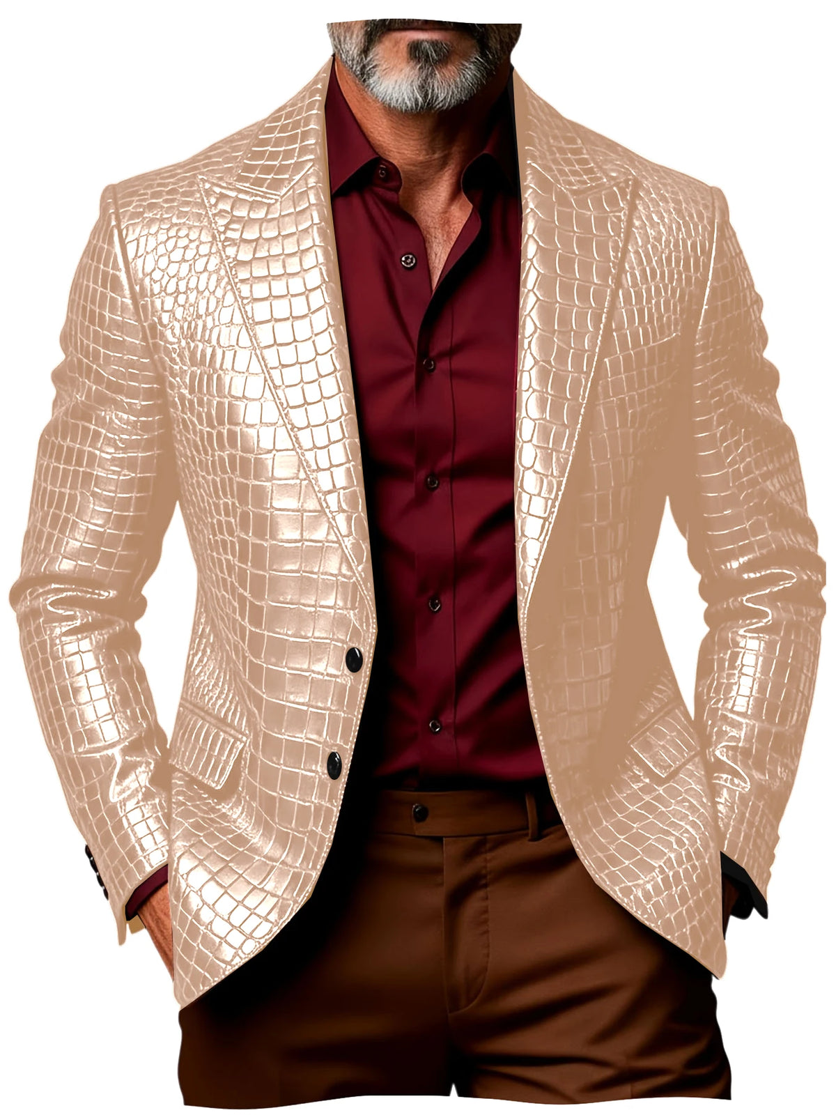 Blazer homme effet croco simple boutonnage – CLEVI Paris