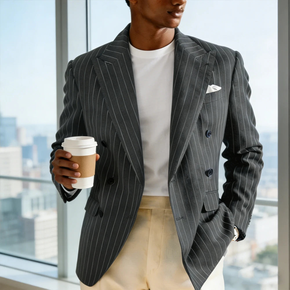 Blazer homme rayé à double boutonnage – CLEVI Paris