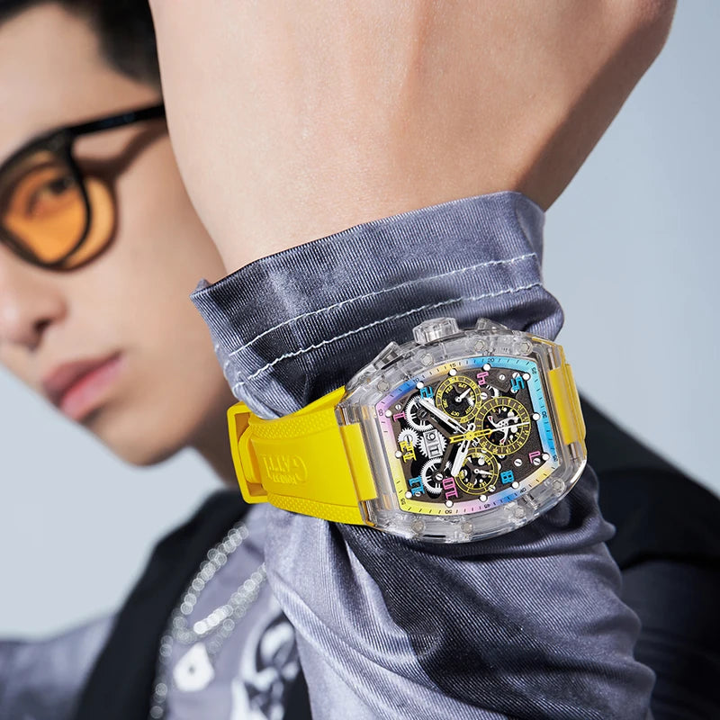 BONEST GATTI BG6006 Montre Homme Automatique Squelette Saphir 360° Lumineux – CLEVI Paris