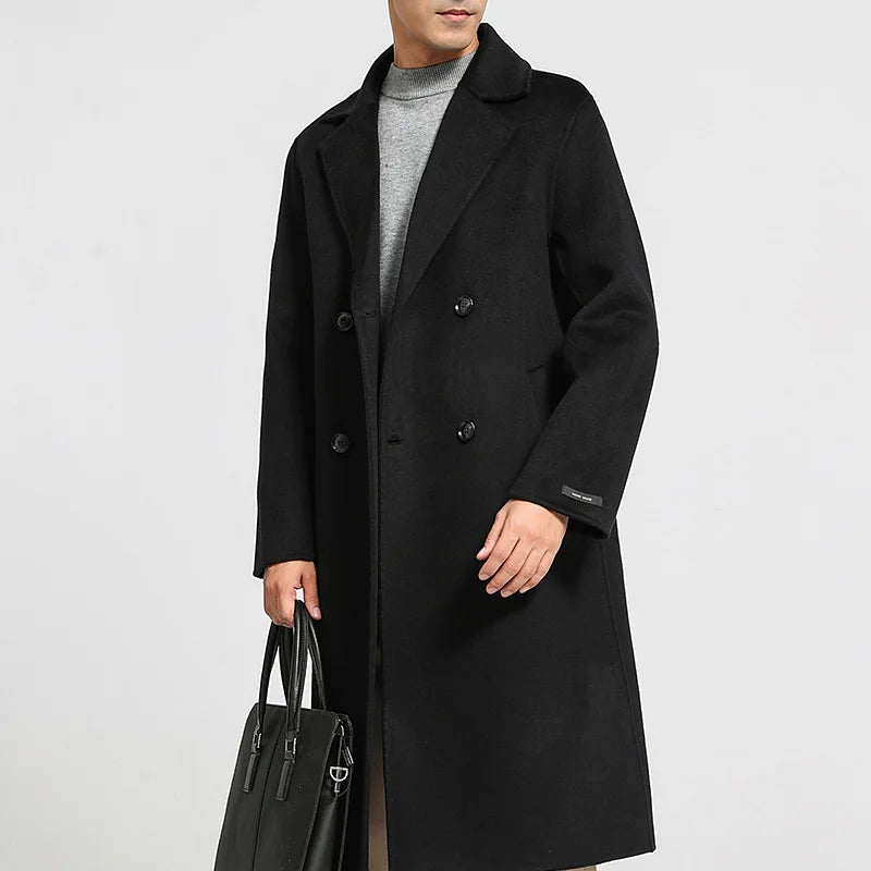 Manteau long homme cachemire double boutonnage – CLEVI Paris