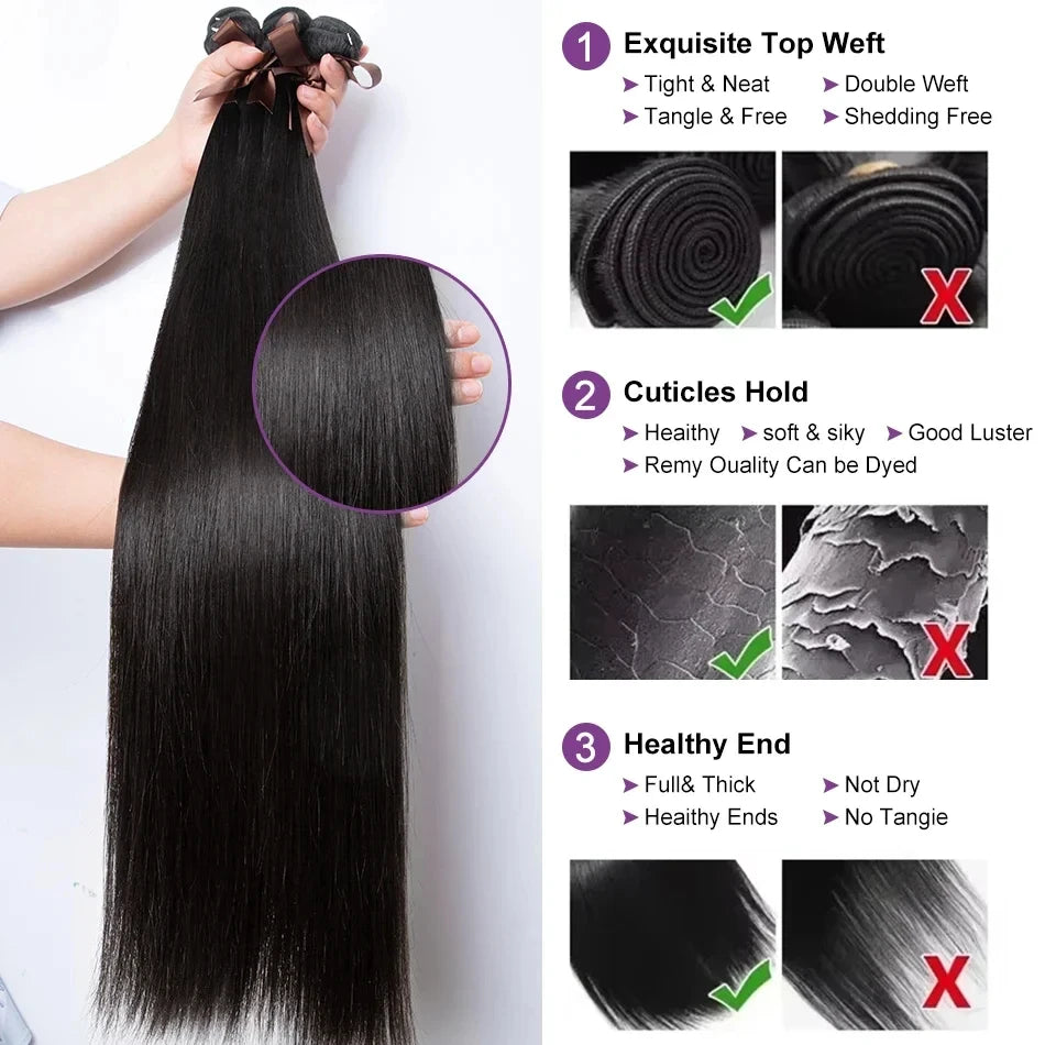 Extensions Cheveux Humains Bone Straight Brésiliennes Remy Hair – CLEVI Paris