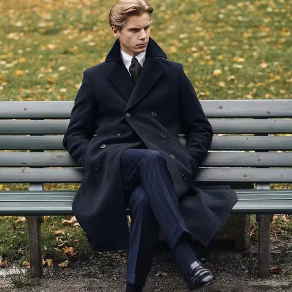 Manteau long homme à double boutonnage – CLEVI Paris