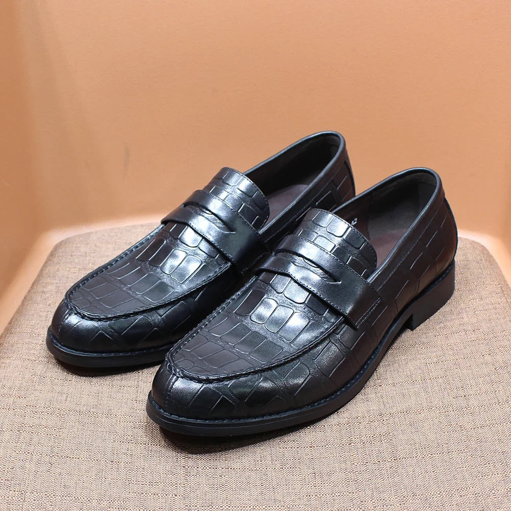 Mocassins Homme Cuir de Vache Motif Crocodile – CLEVI Paris