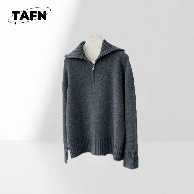 Ensemble 2 Pièces Femme TAFN – Haut Col Rond Manches Longues + Pantalon Large Mi-Mollet Carreaux – Coton/Soie – S à L – CLEVI Paris