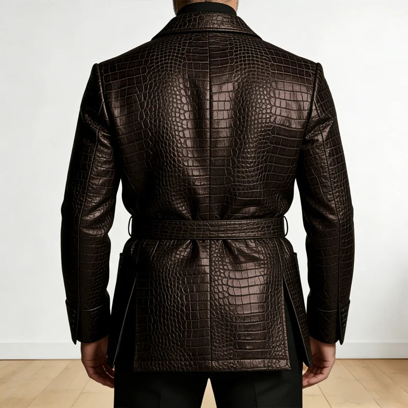 Blazer homme ceinturé à motif crocodile – CLEVI Paris