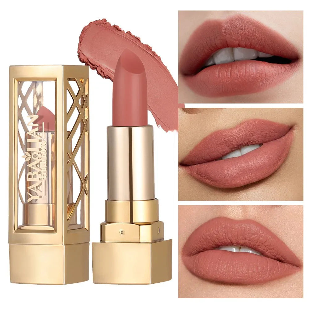 Rouge à Lèvres Mat Crème Longue Tenue Coque Dorée – CLEVI Paris