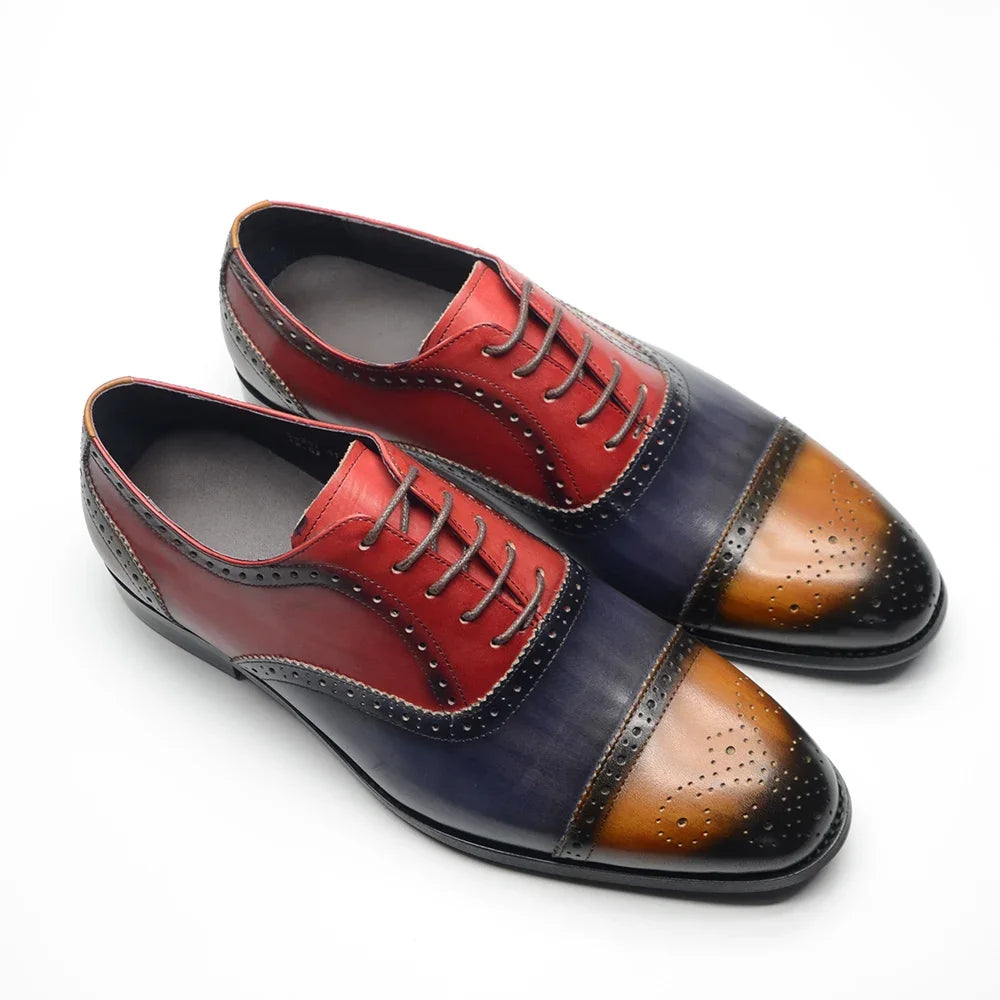 Oxford brogue homme en cuir et patchwork – CLEVI Paris