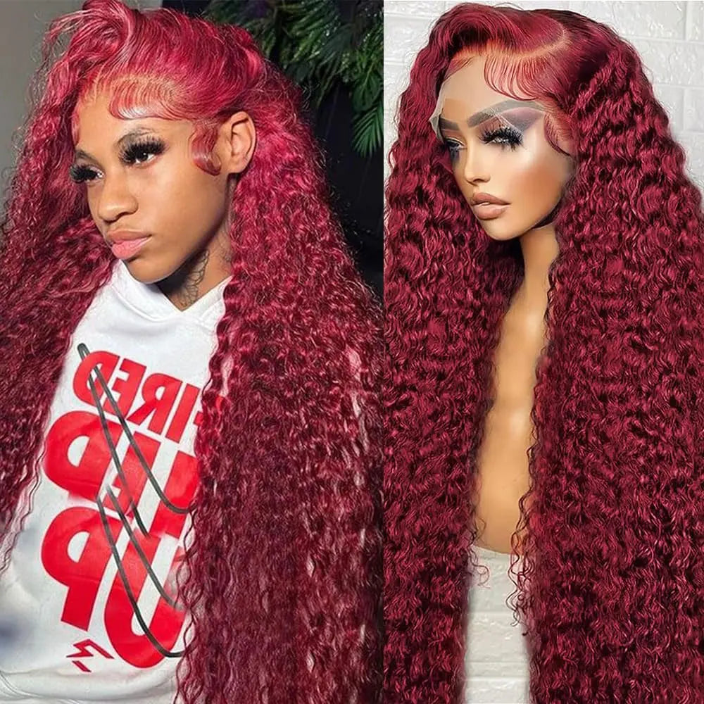 Perruque Lace Front 13x4 Deep Wave Cheveux Humains Brésiliens Bordeaux & Highlight – CLEVI Paris