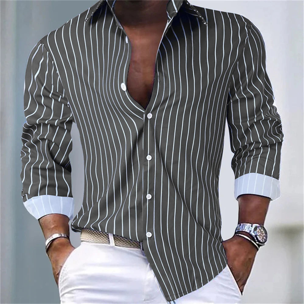 Chemise rayée homme manches longues – CLEVI Paris