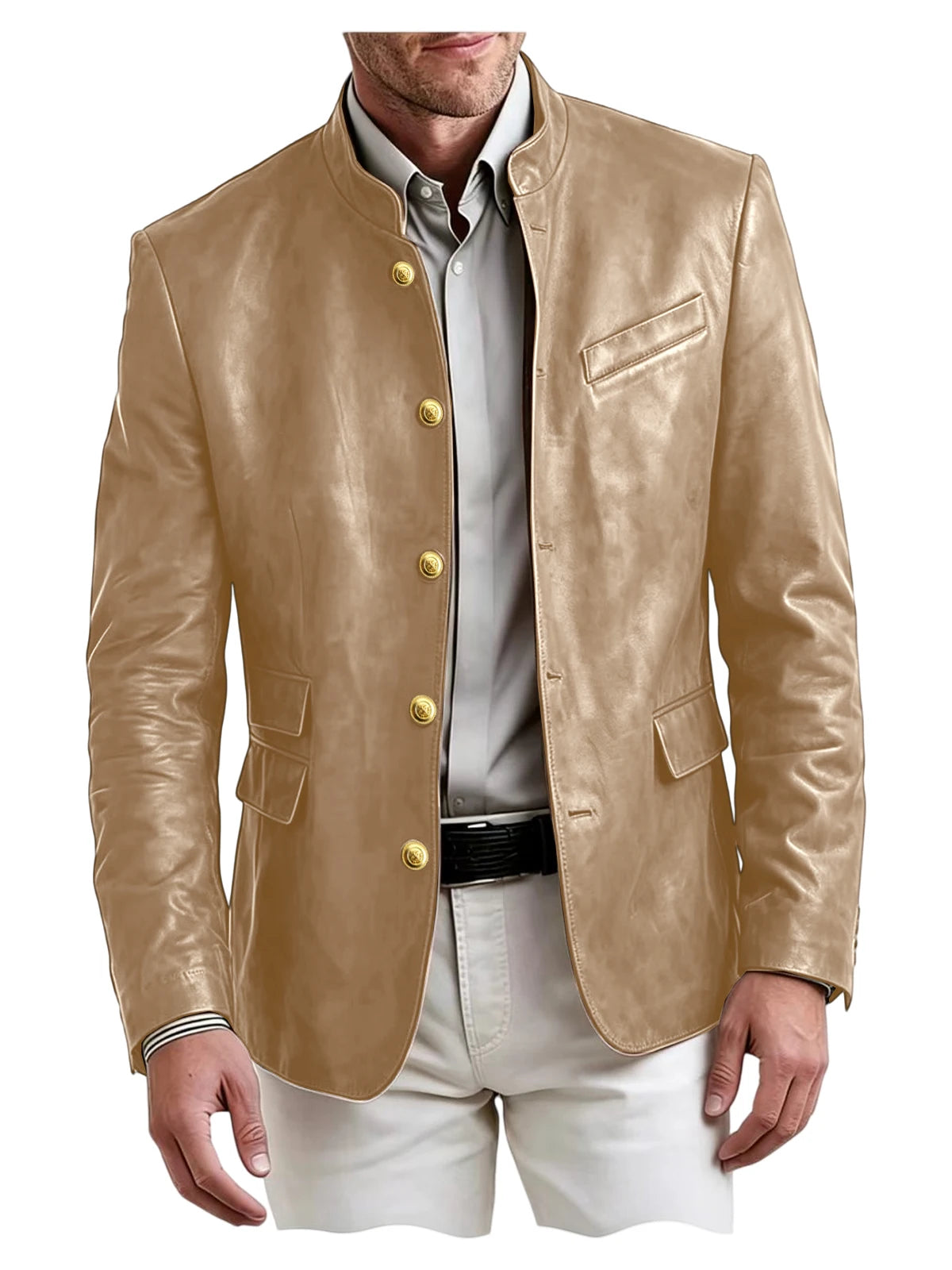 Blazer homme en similicuir, col montant – CLEVI Paris
