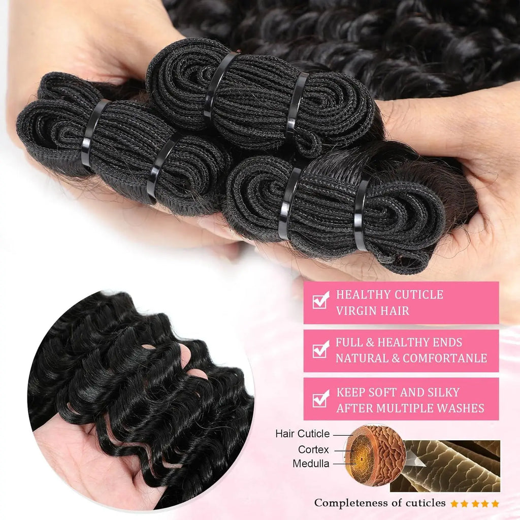 Bundles Deep Wave Cheveux Humains Remy Brésiliens – CLEVI Paris