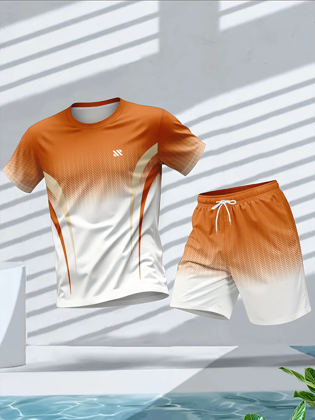 Ensemble homme imprimé à col rond en polyester – CLEVI Paris