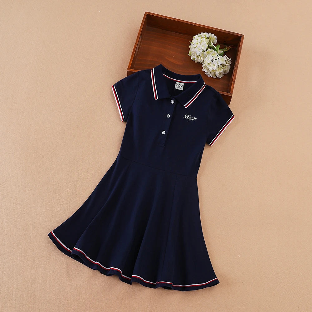 Robe polo fille en coton à manches courtes – CLEVI Paris