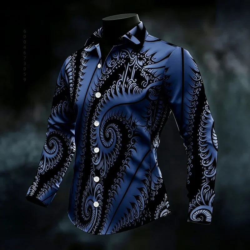 Chemise Homme Imprimée à Manches Longues – CLEVI Paris