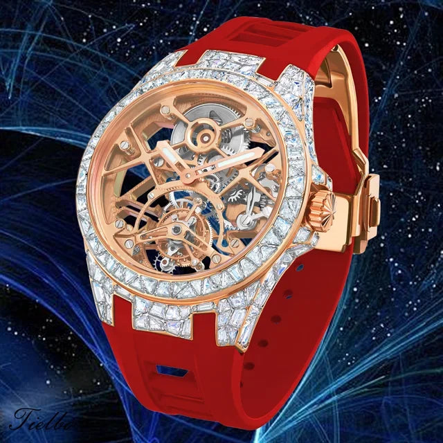 Montre Tourbillon Volant Cristaux Squelette Unisexe – CLEVI Paris