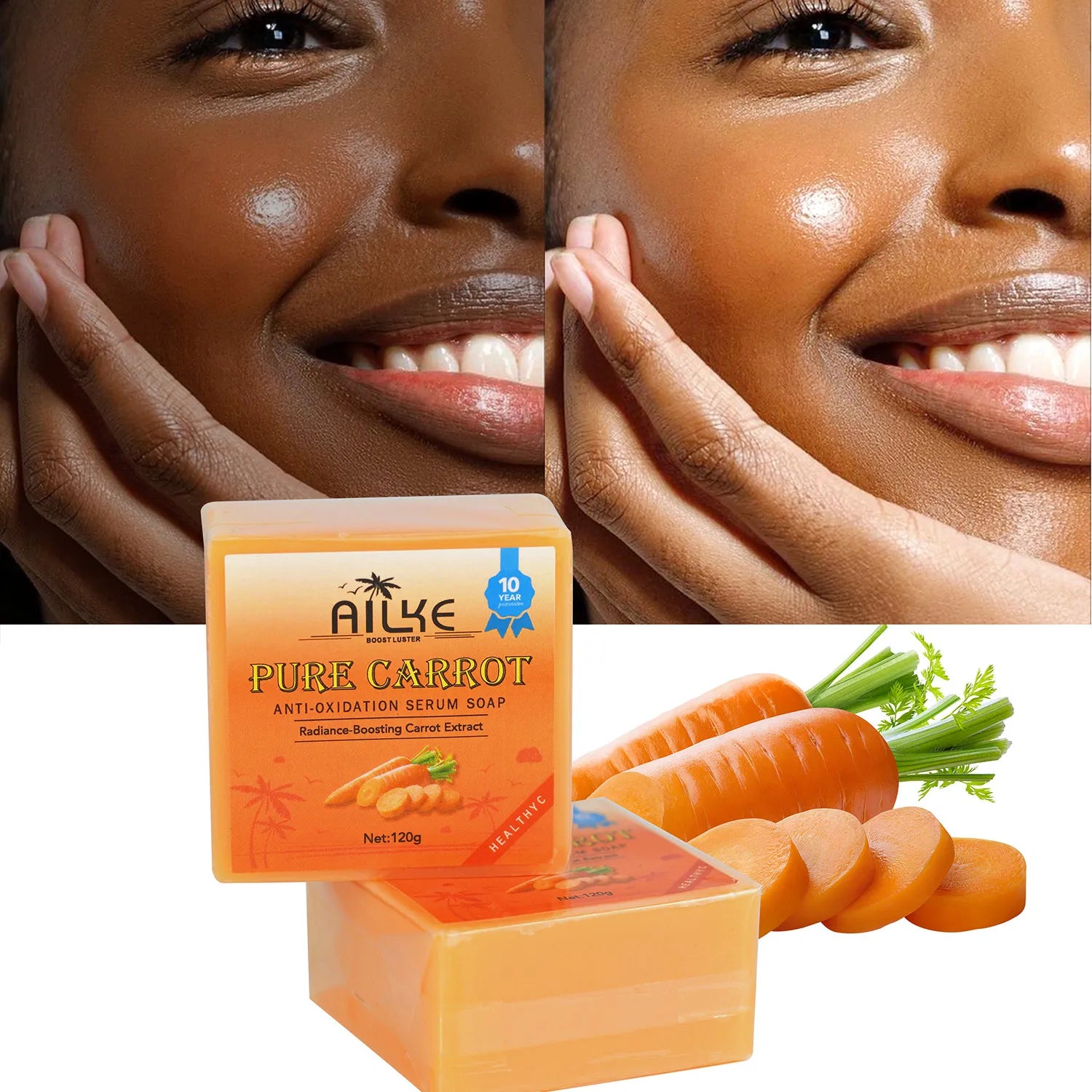 Savon Artisanal AILKE Carotte & Vitamine C 120g – Éclaircissant, Antioxydant & Hydratant – CLEVI Paris