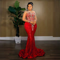 Robe de soirée sirène en dentelle et perles – CLEVI Paris