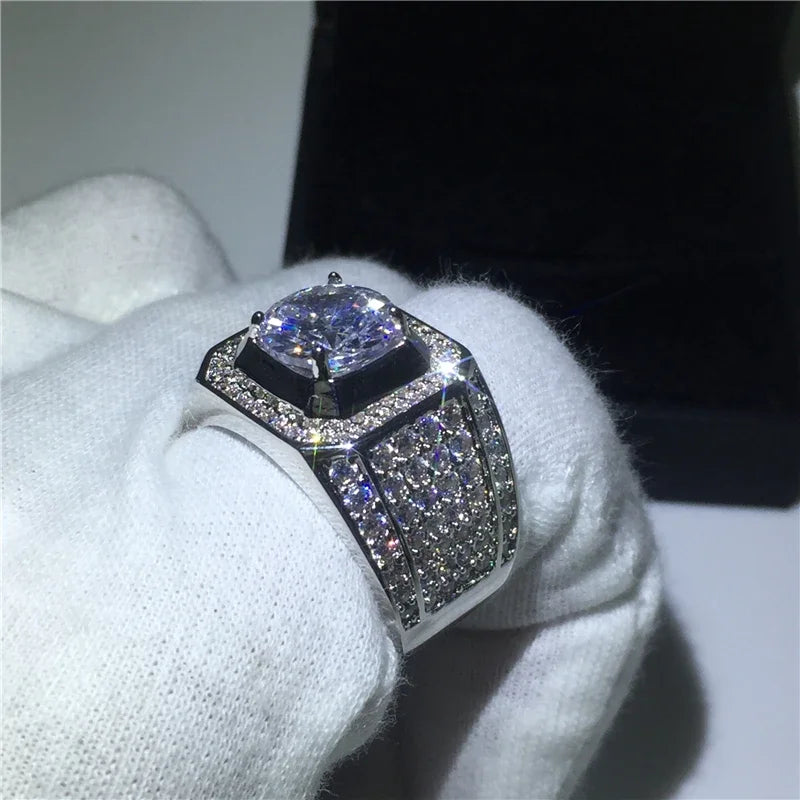 Bague Homme Pierre Ronde VVS1 Sertie Griffes – CLEVI Paris