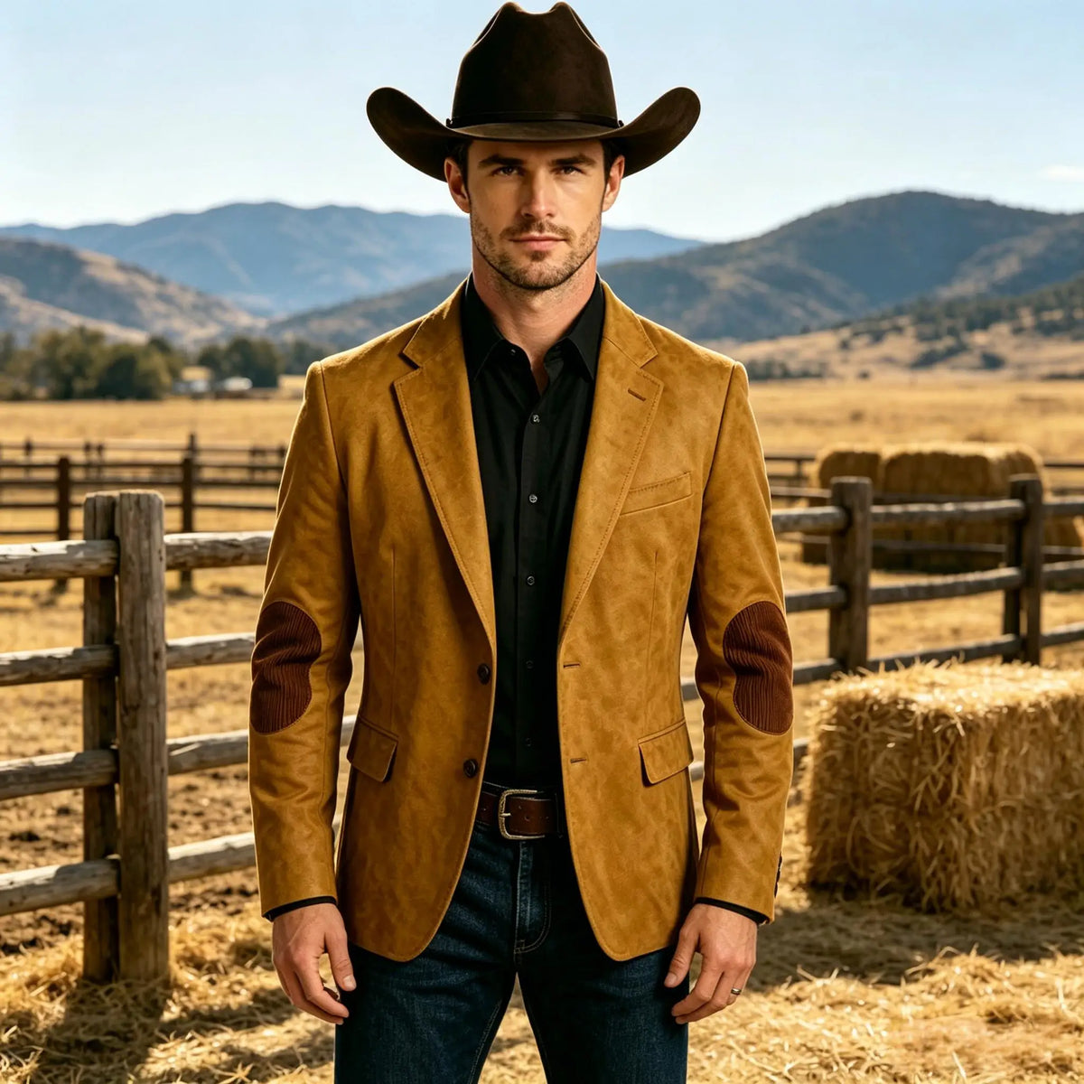 Blazer homme effet daim style western – CLEVI Paris