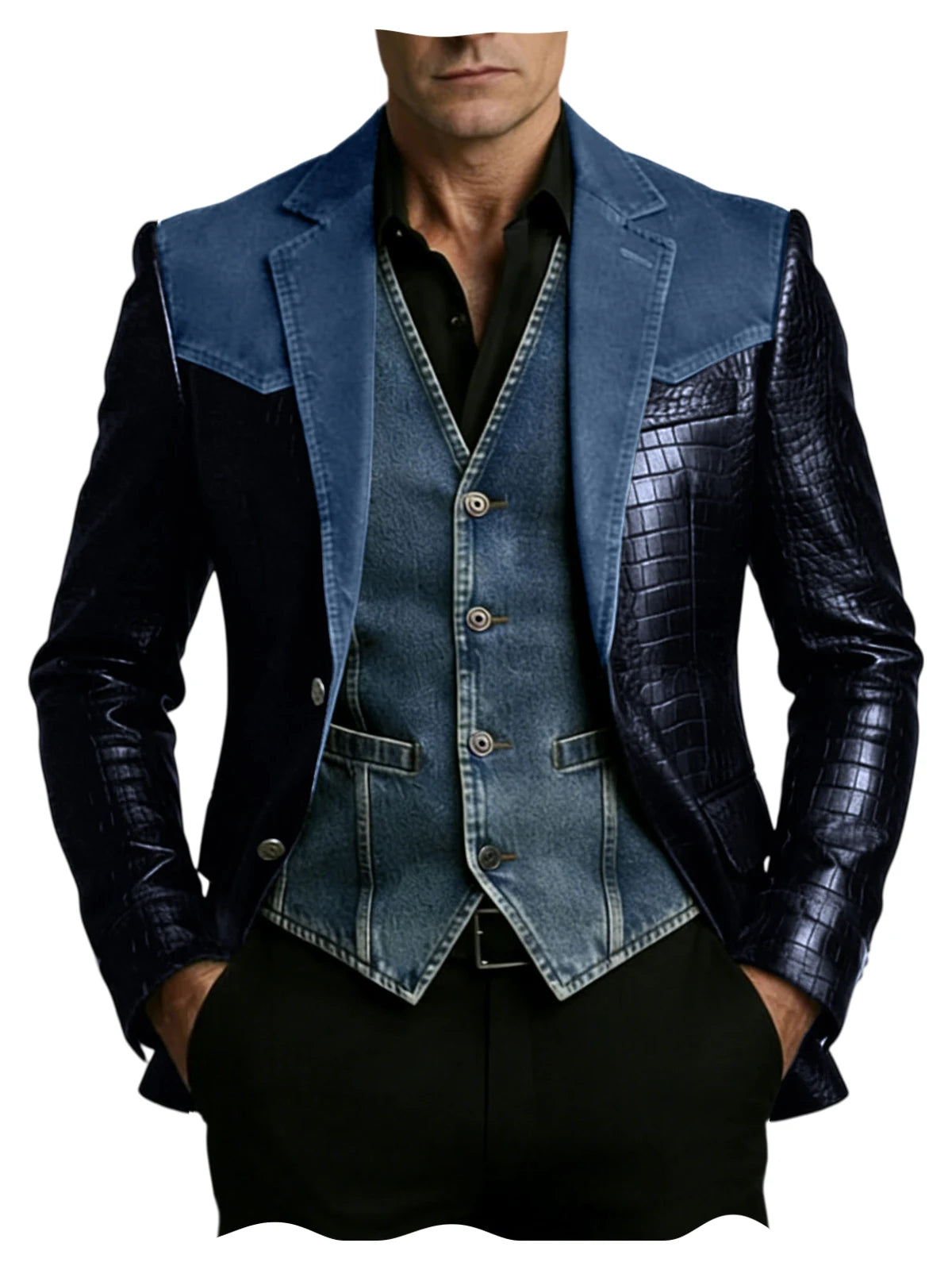 Blazer homme en cuir et polyester – CLEVI Paris