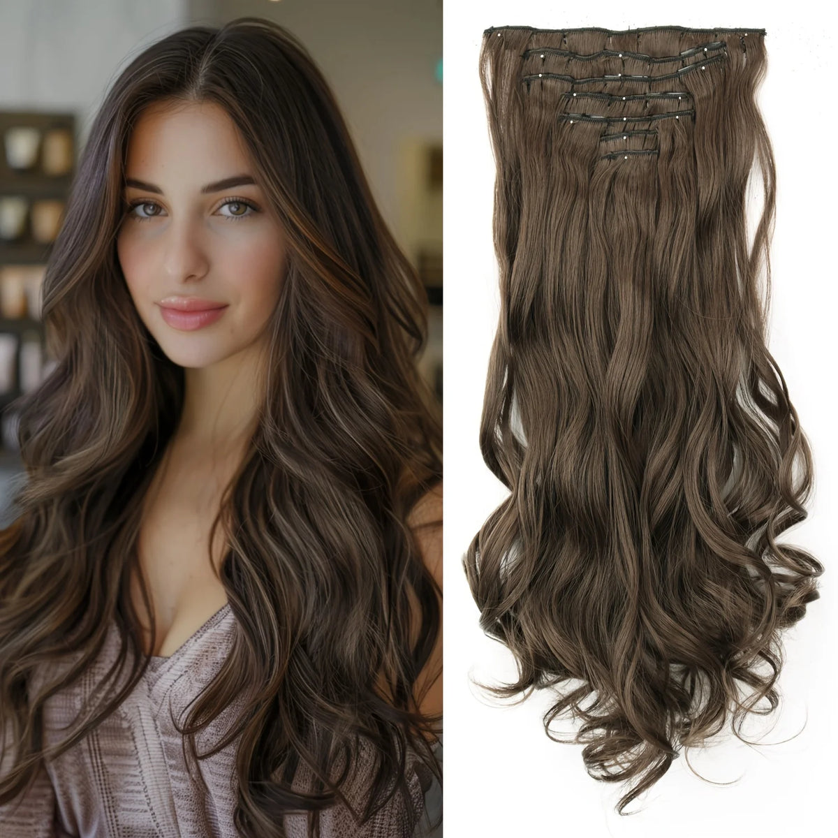 Extensions Cheveux Clips 7 Pcs Synthétique 50 Couleurs – CLEVI Paris