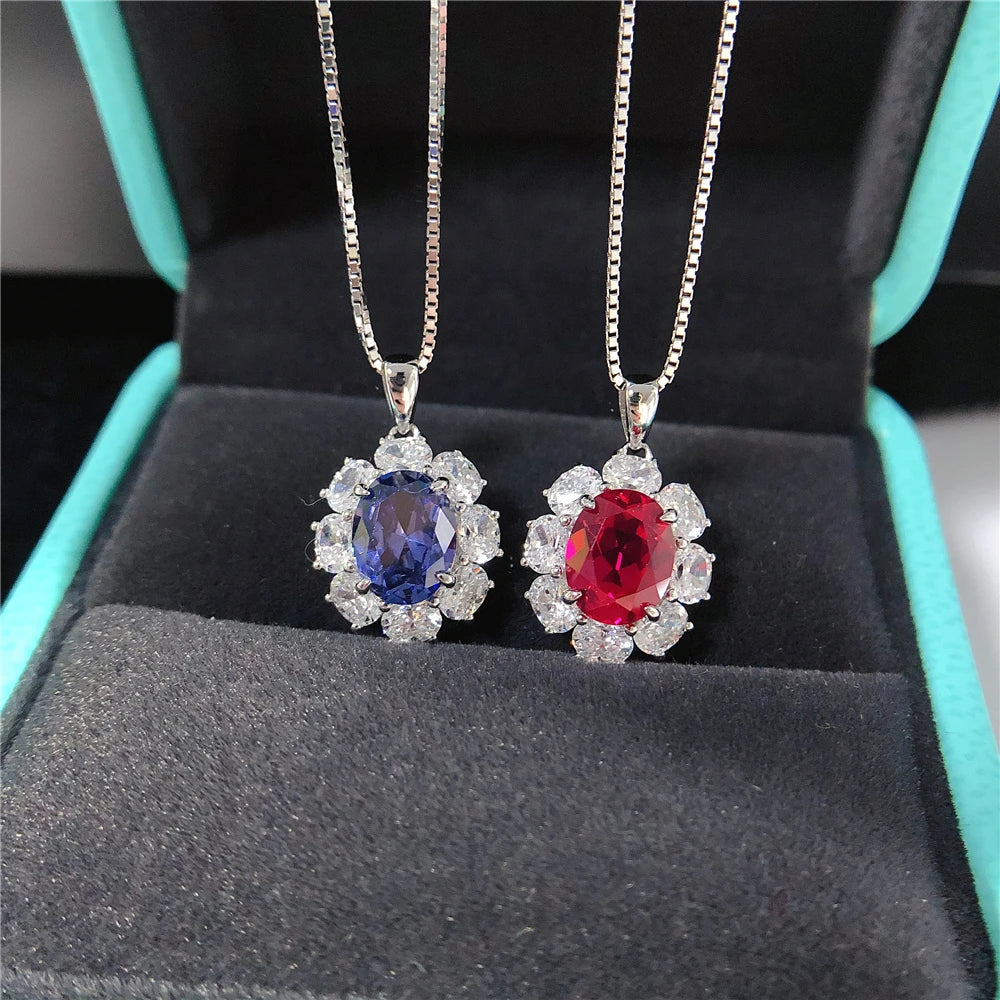 Collier Pendentif Or Blanc 18K, Rubis ou Saphir – CLEVI Paris