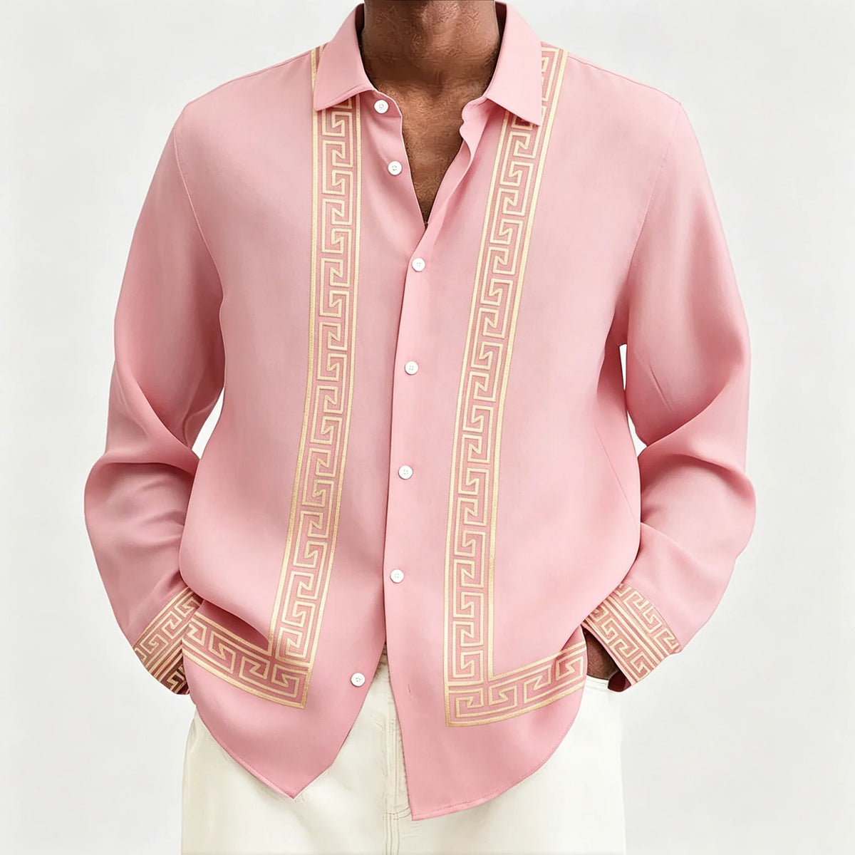 Chemise Homme Manches Longues Imprimée Rétro Col Rabattu – CLEVI Paris