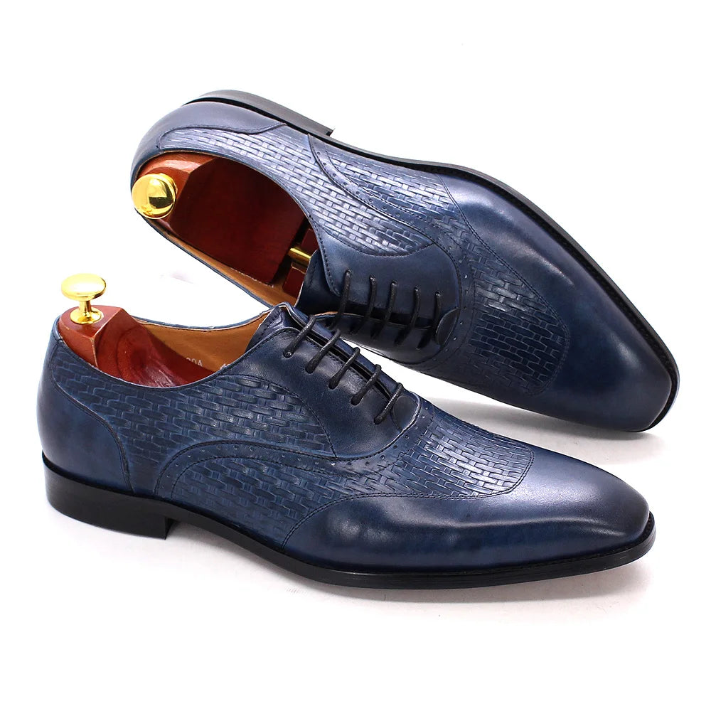 Oxford Cuir Véritable Homme Style Italien Bout Pointu Lacets Bureau & Mariage – CLEVI Paris