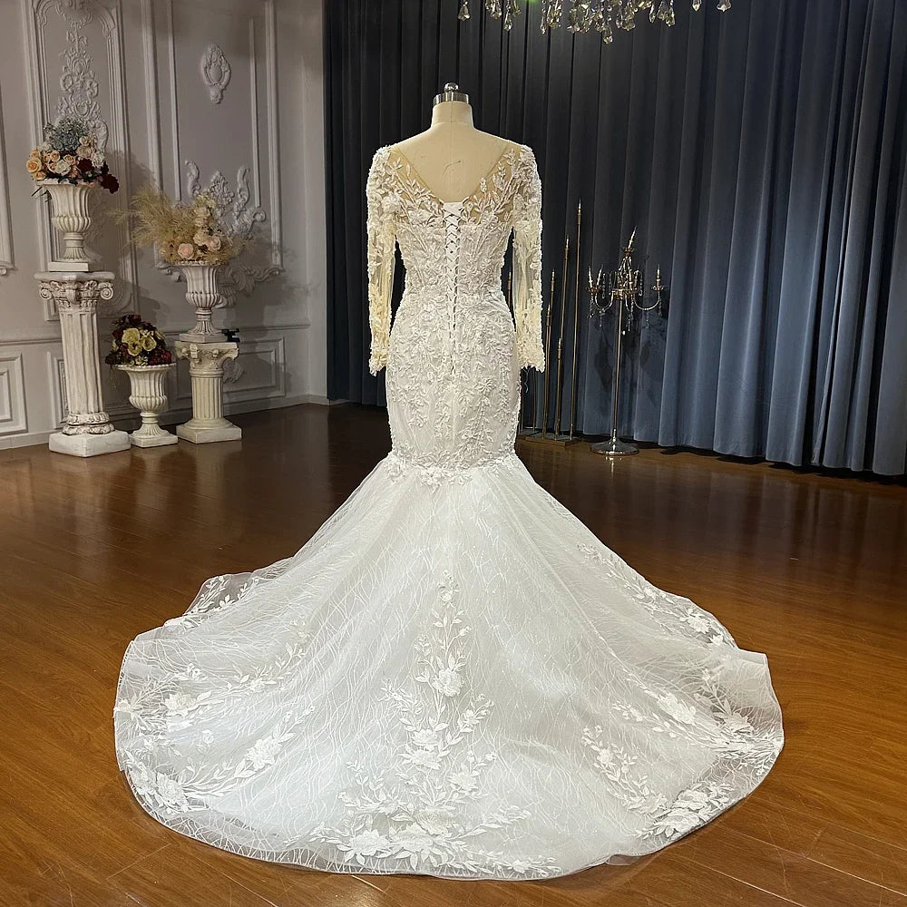 Robe de mariée sirène à traîne détachable – CLEVI Paris
