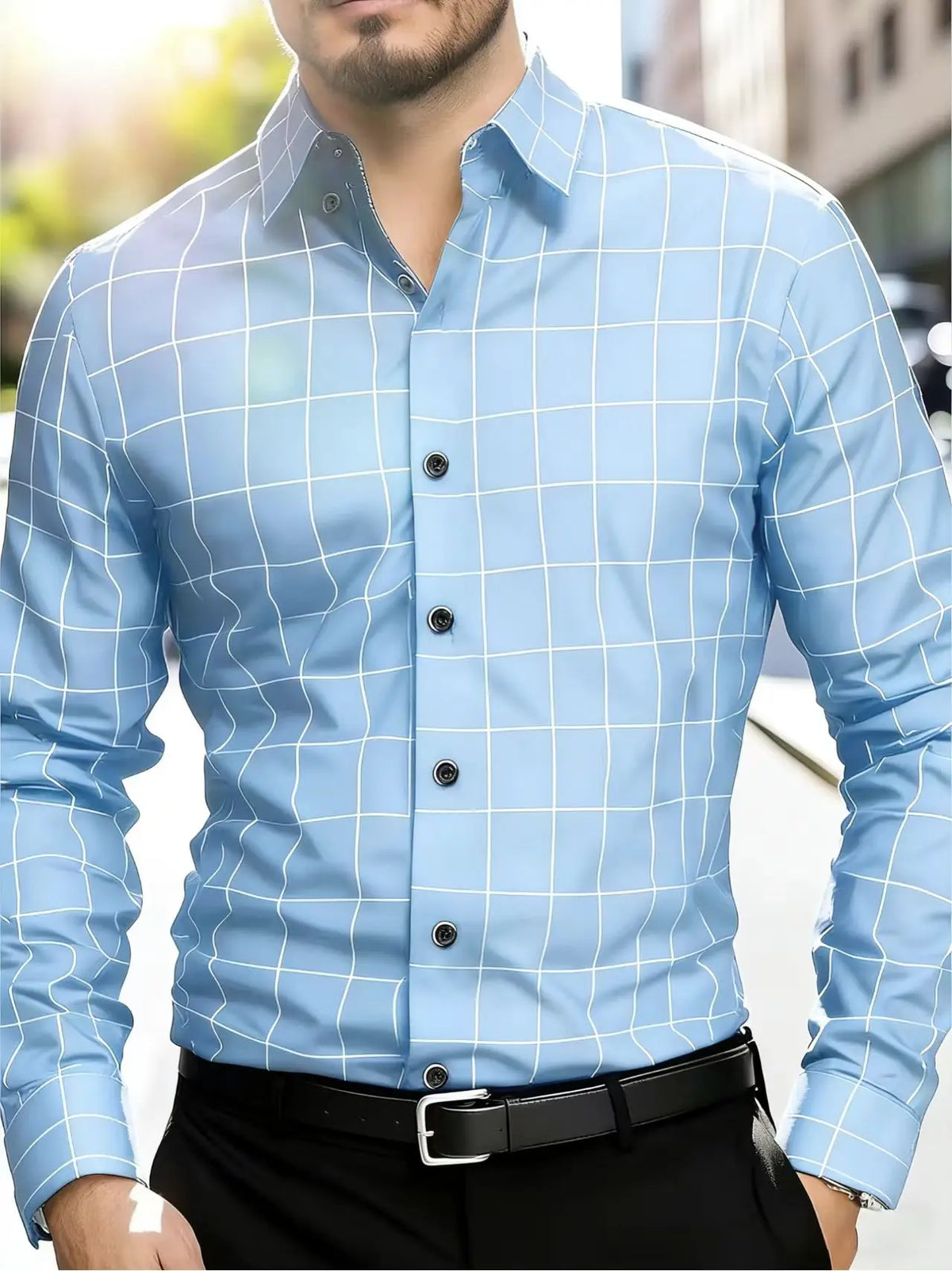 Chemise homme rayée en polyester – CLEVI Paris