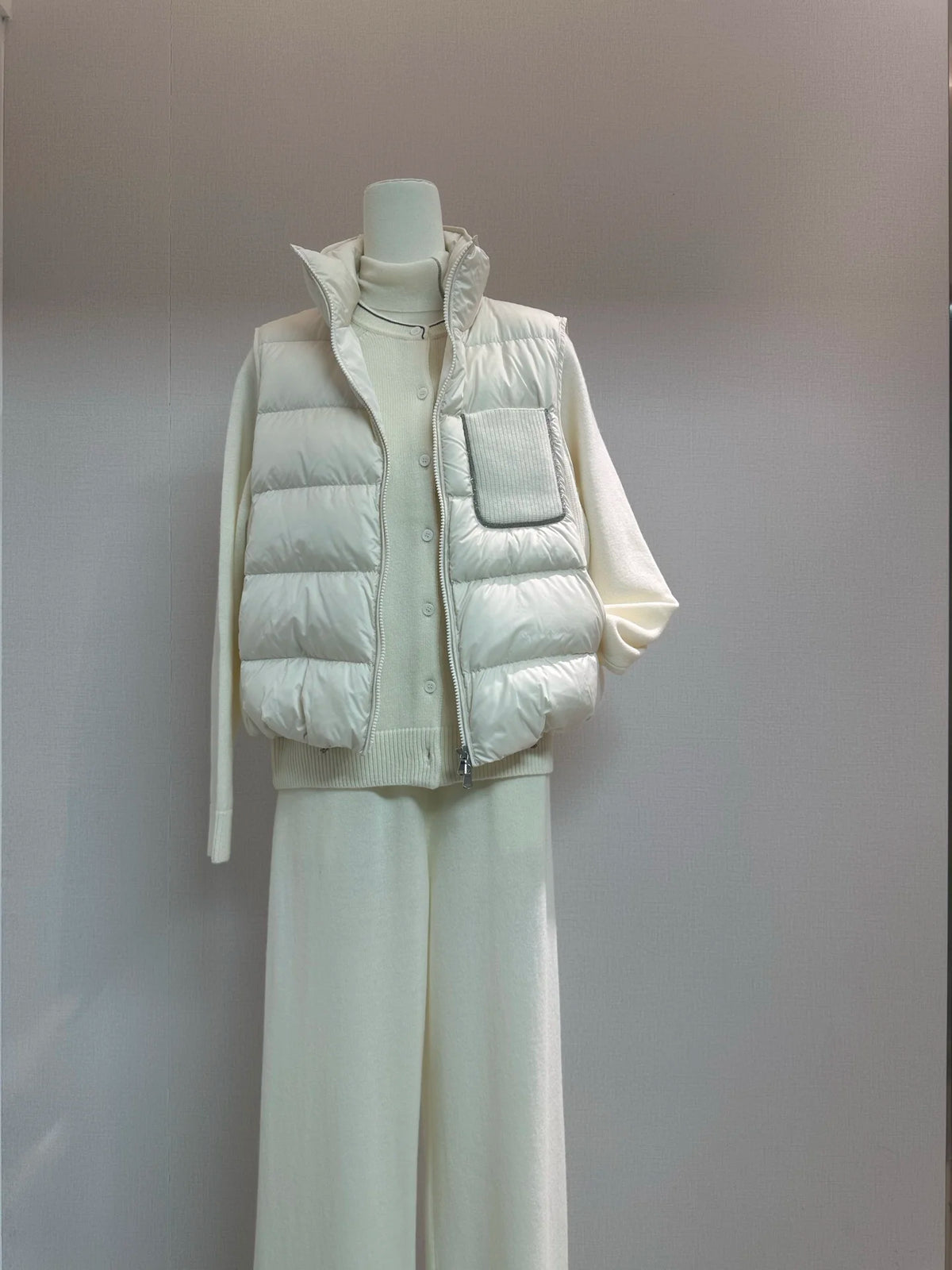 Gilet femme PXBX en cachemire mélangé et duvet – CLEVI Paris