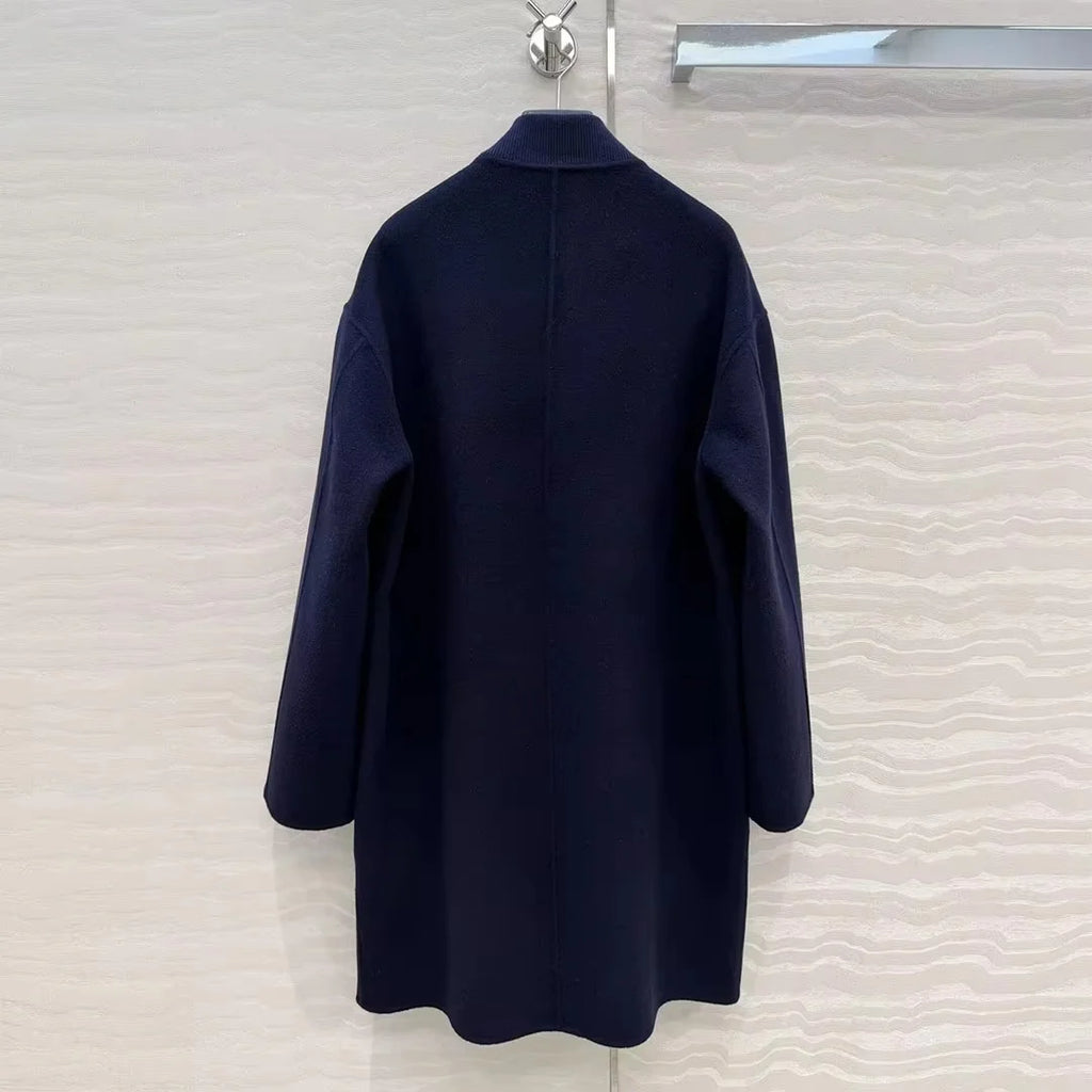 Manteau femme laine et cachemire col V – CLEVI Paris