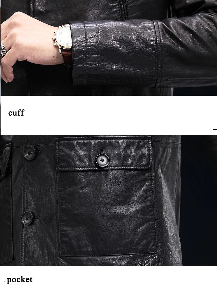 Veste homme en cuir boutonnée – CLEVI Paris