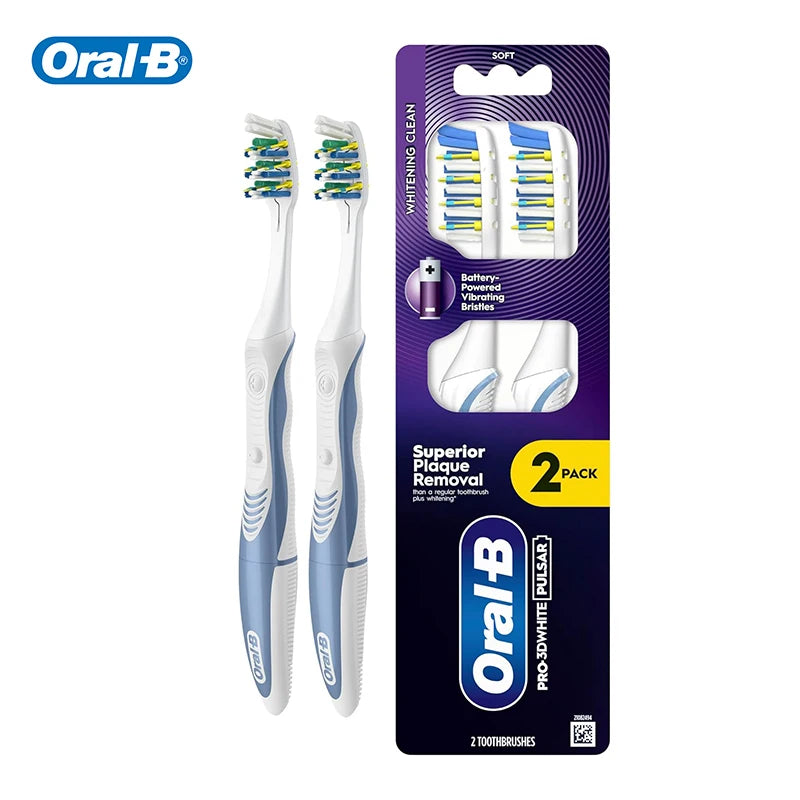 Brosse à Dents Électrique Vibrante Micro-Pulsations Blancheur – Poils Souples ou Médiums Pack de 2 – CLEVI Paris