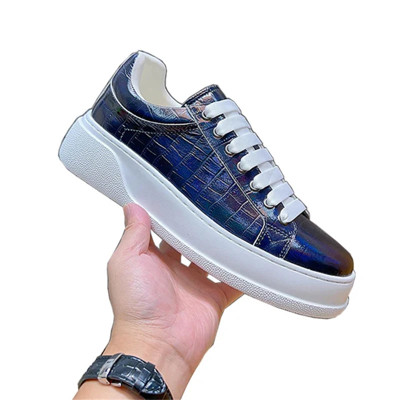 Sneakers basses unisexes bleues à lacets – CLEVI Paris